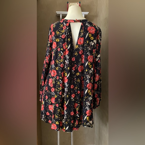 UMGEE Fall Floral Black & Red BOHO Festival Concert Tunic Dress poppy print - Picture 12 of 12